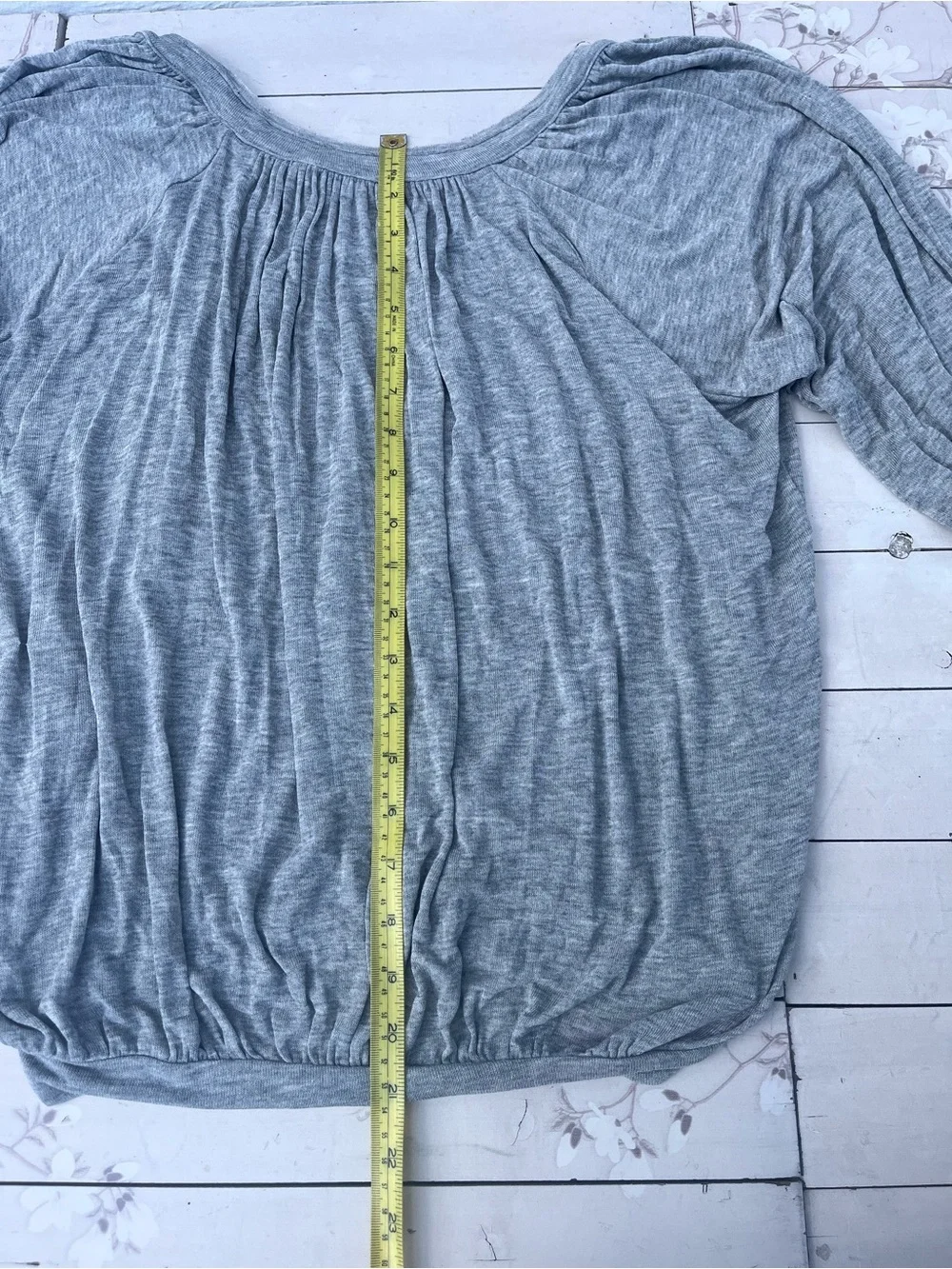 Free People Heather Gray Pleated Scoop-Neck Blouse